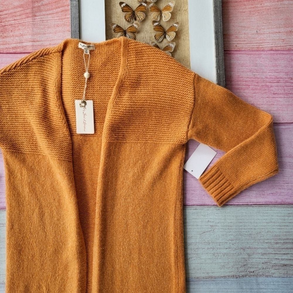 NWT For Love & Lemons Burnt Orange Dylan Open Front Long Duster Cardigan Small - Picture 6 of 10